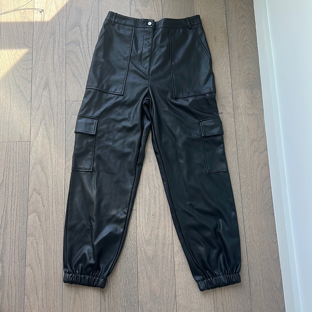 TopShop Faux Leather Utility Trousers